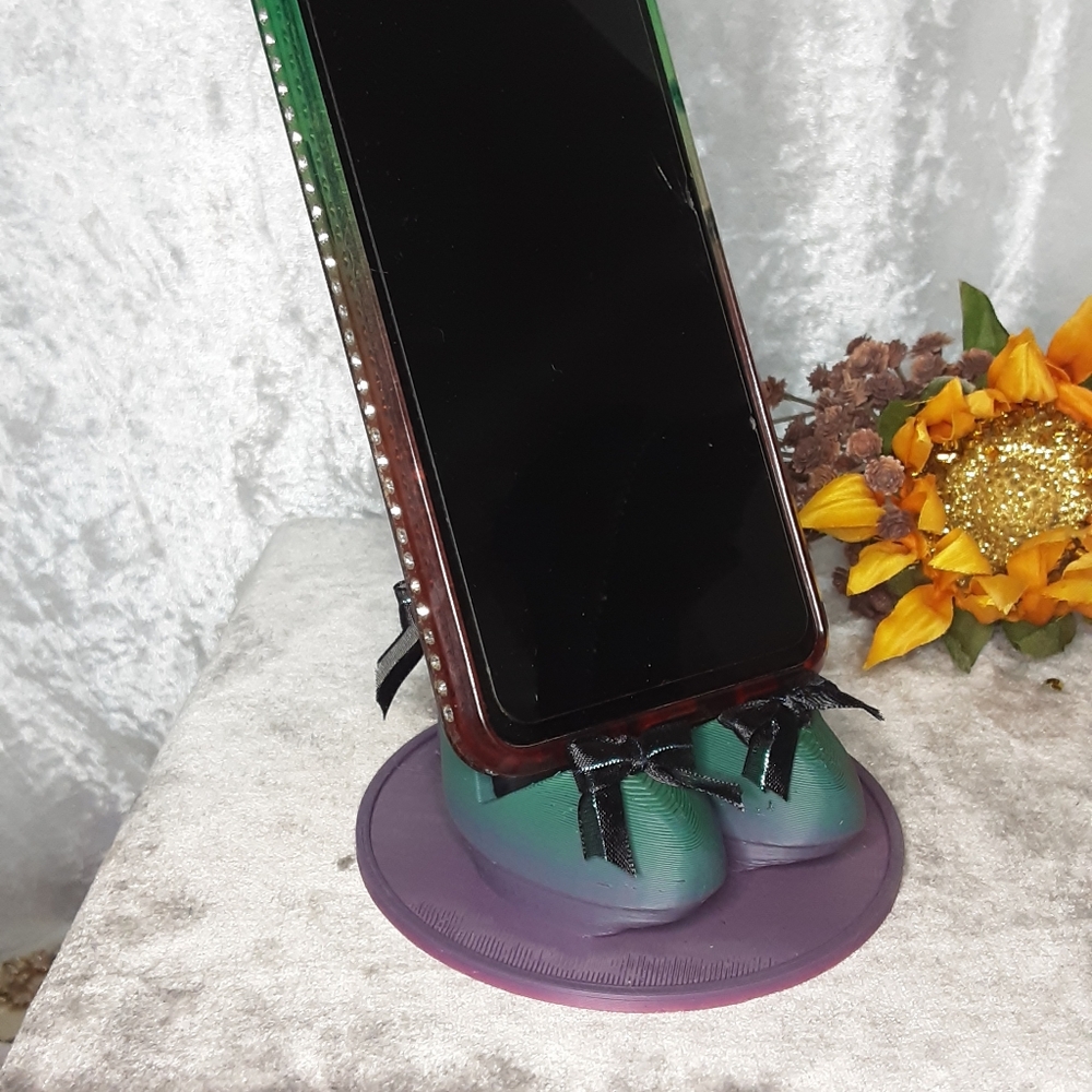 Handmade 3D Printed High Heel Shoe Cell Phone Holder With Bows Gradient Colorway - Picture 8 of 11